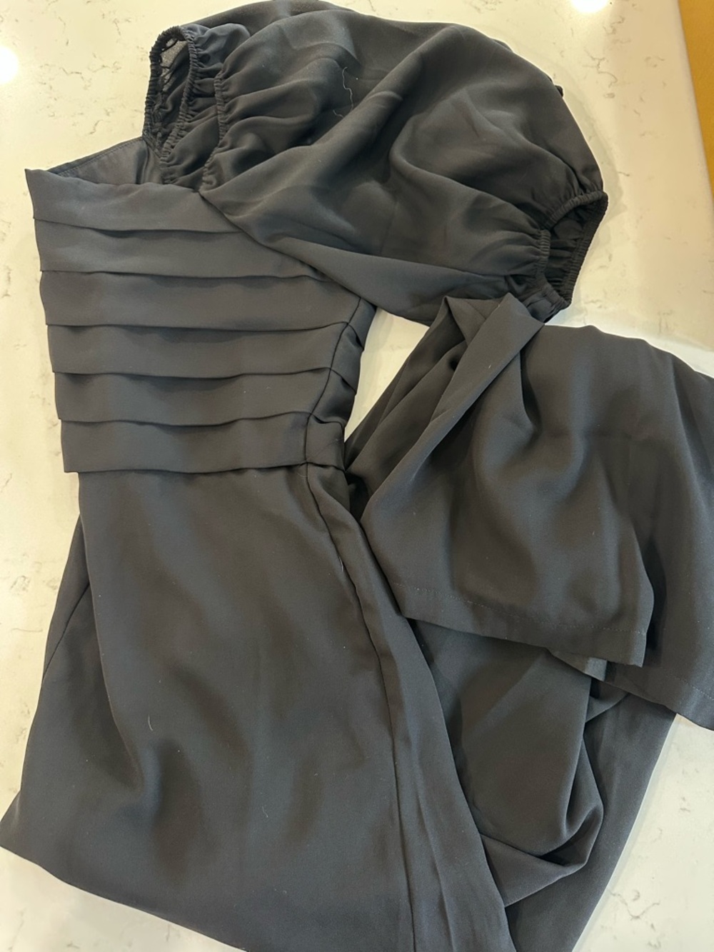 Petal & Pup Black Off-Shoulder Pleated Dress